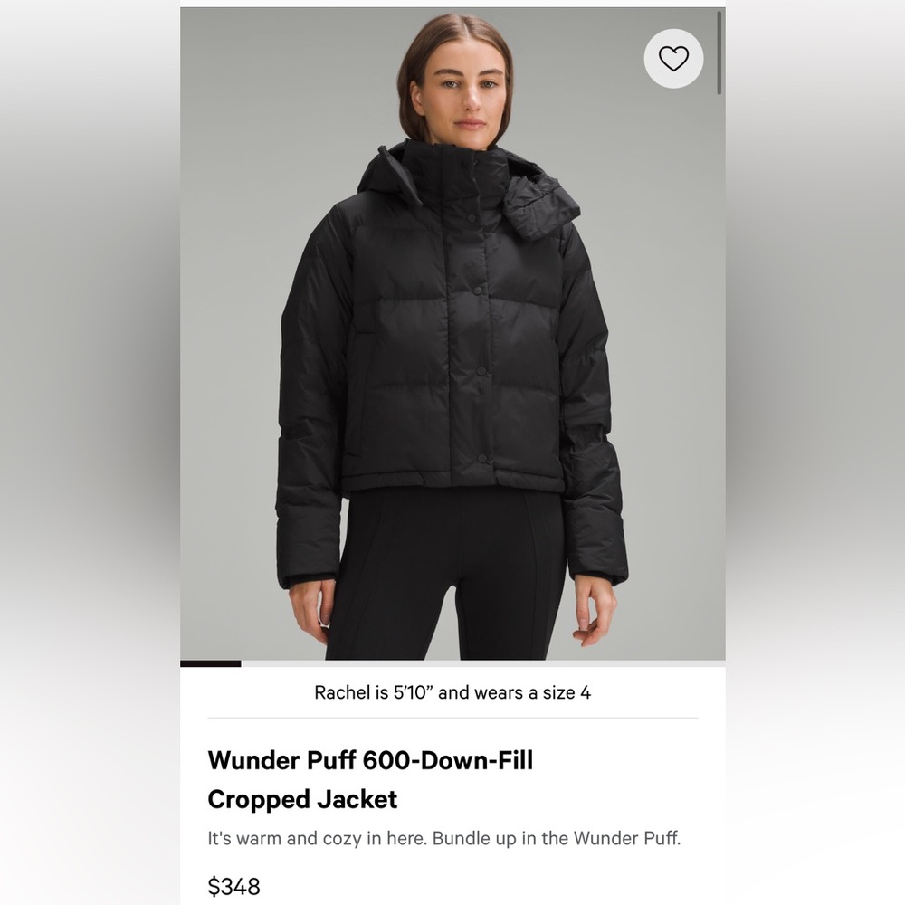 Lululemon Wunder Puff Down-Filled Cropped Jacket
